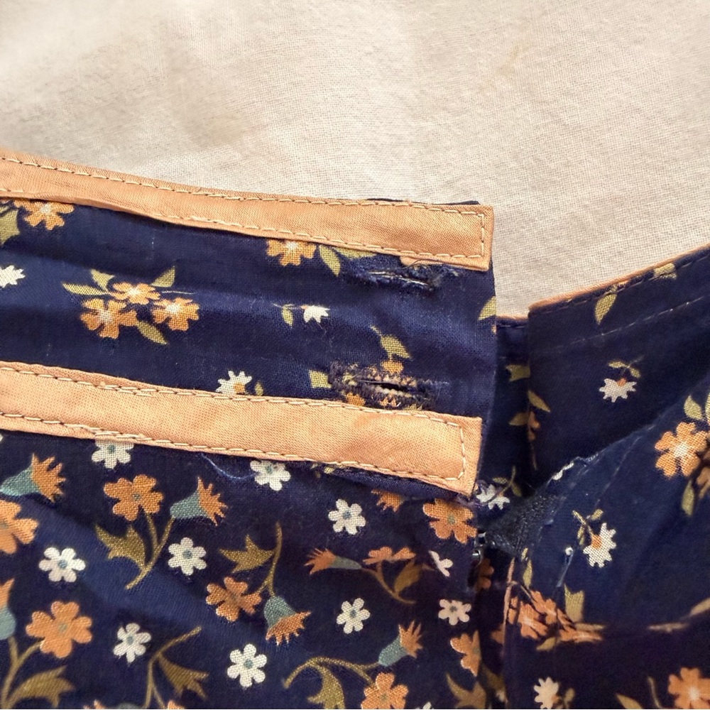 Gunne Sax Navy Floral Maxi Skirt with Cream Lace Trim - Picture 6 of 10